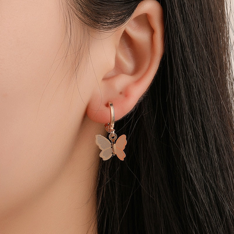 Stainless Steel Butterfly Drop Earrings