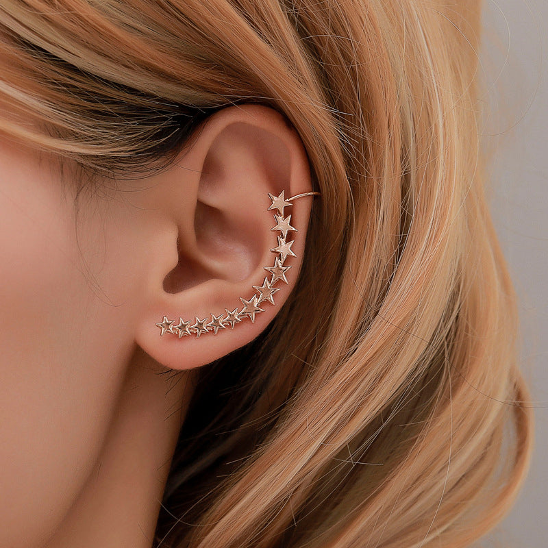 Sliver Gold Color Star Shape Long Earcuff
