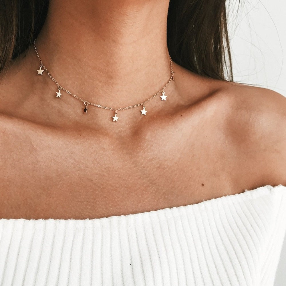 Round Sequins Choker Chain Necklace