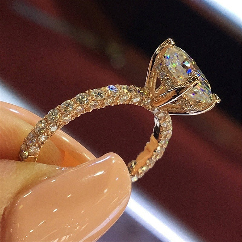 Rose Gold 2cts AAA Zircon Engagement Wedding Ring