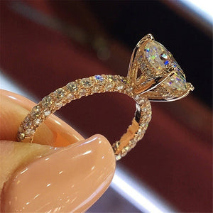 Rose Gold 2cts AAA Zircon Engagement Wedding Ring