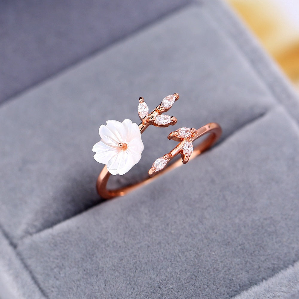 New Crystal Copper Flower Ring