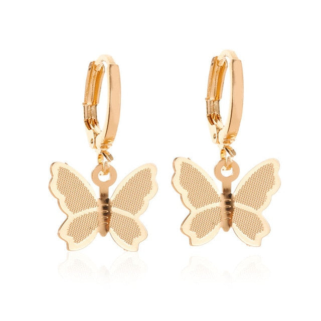 Stainless Steel Butterfly Drop Earrings