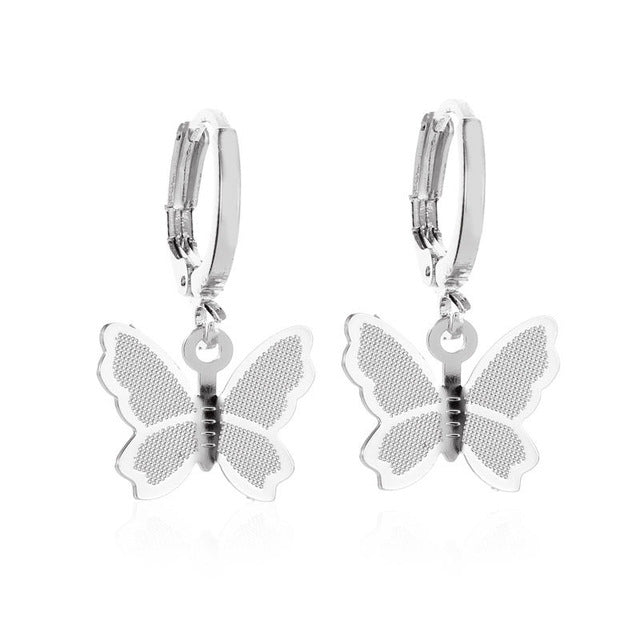Stainless Steel Butterfly Drop Earrings