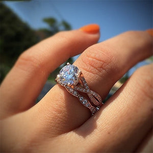 Rose Gold 2cts AAA Zircon Engagement Wedding Ring