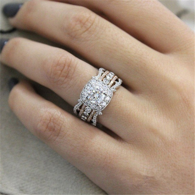 Rose Gold 2cts AAA Zircon Engagement Wedding Ring