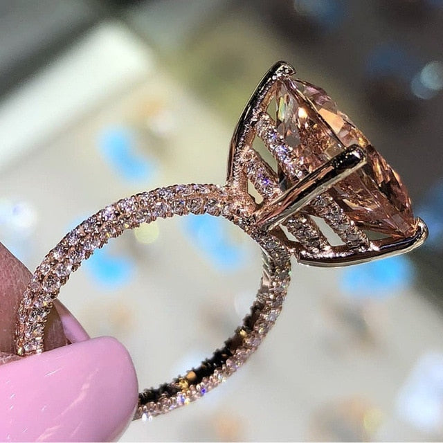 Rose Gold 2cts AAA Zircon Engagement Wedding Ring
