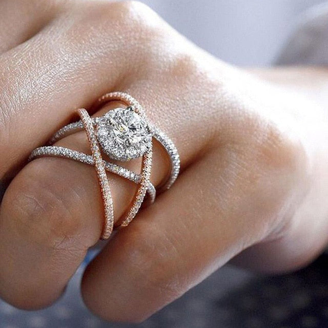 Rose Gold 2cts AAA Zircon Engagement Wedding Ring