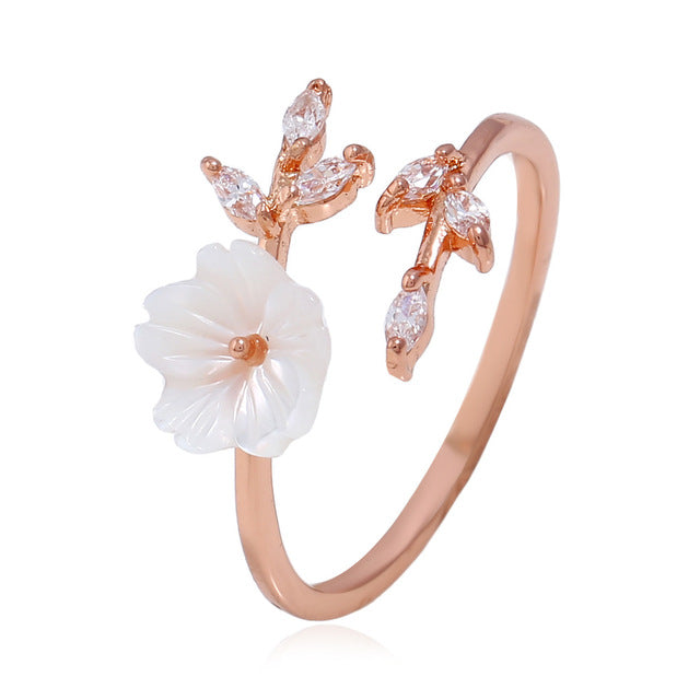 New Crystal Copper Flower Ring