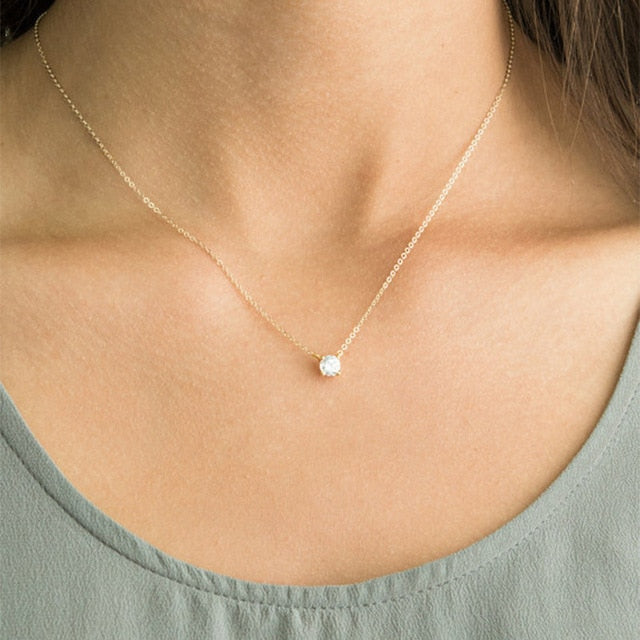 Shiny Zircon Invisible Transparent Line Simple Choker Necklace