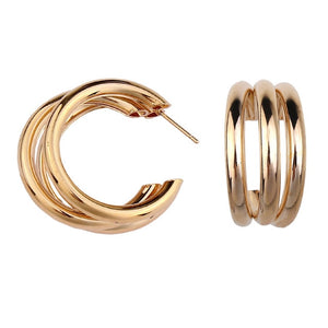 Gold Silver Colour Circle Alloy Earrings