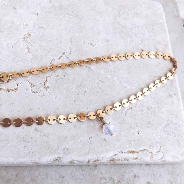 Oval Sequins Choker Necklace
