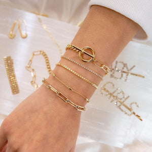 5PCs Gold Chain Bracelets Set