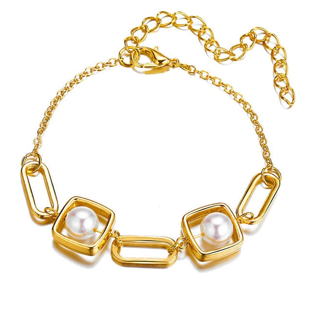 5PCs Gold Chain Bracelets Set