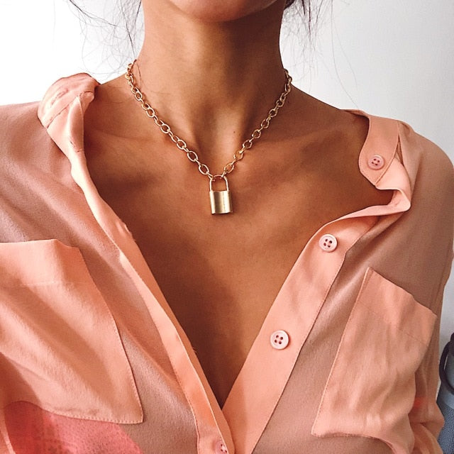 Double Layer Key Lock Necklace