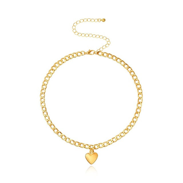 Cute Heart Lock- Gold, Silver Choker Necklace