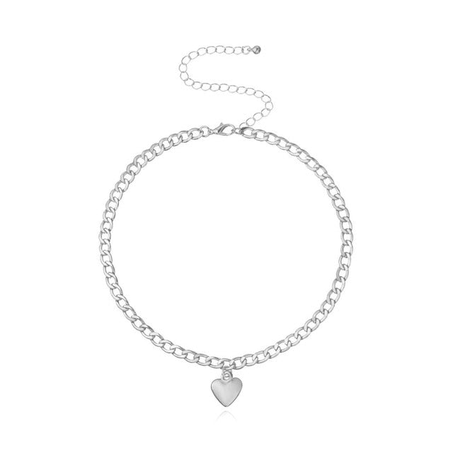 Cute Heart Lock- Gold, Silver Choker Necklace
