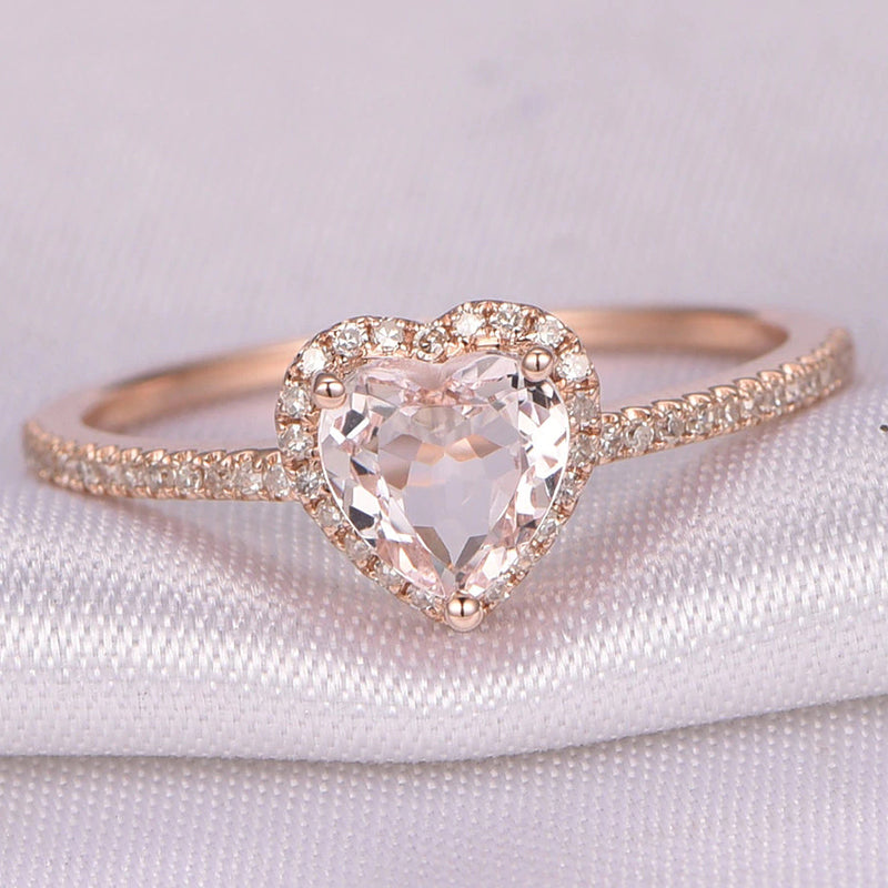 Fashion Rose Gold Crystal Heart Shaped Rings