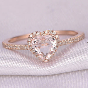 Fashion Rose Gold Crystal Heart Shaped Rings