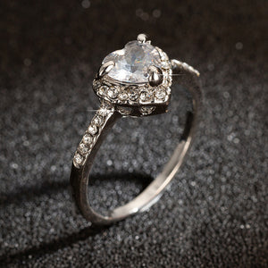Fashion Rose Gold Crystal Heart Shaped Rings
