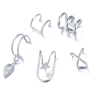 5Pcs/Set Gold Leaf Ear Cuff