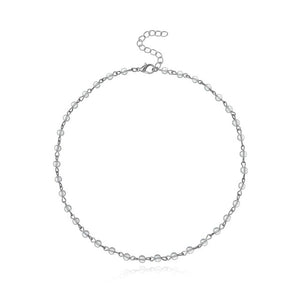Simple Black White Bead Choker Necklace