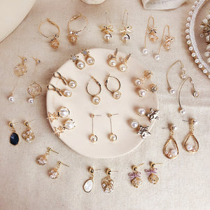 Fresh Cool Winding Pearl - Zircon Earrings