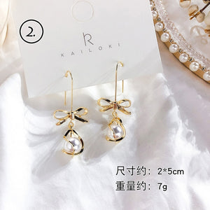 Fresh Cool Winding Pearl - Zircon Earrings