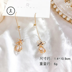 Fresh Cool Winding Pearl - Zircon Earrings