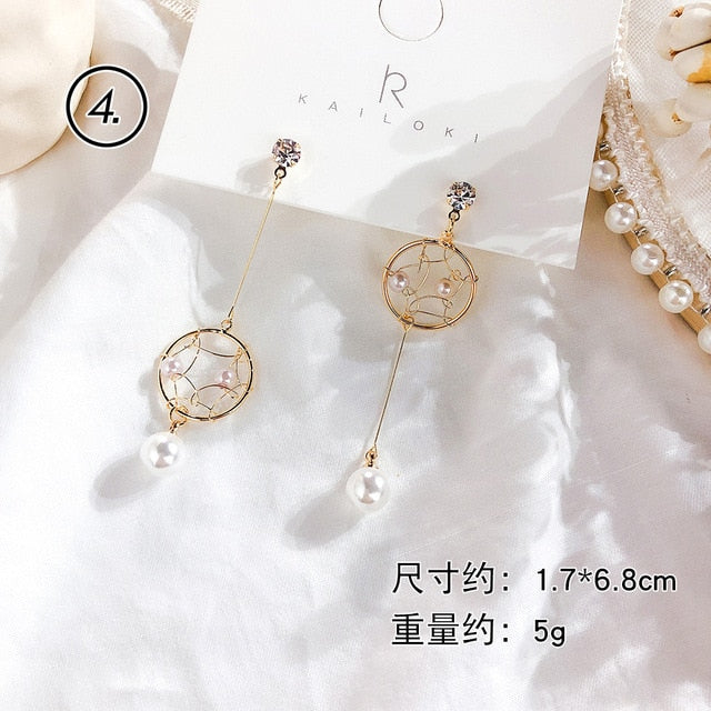 Fresh Cool Winding Pearl - Zircon Earrings