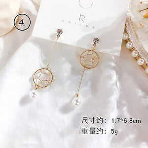 Fresh Cool Winding Pearl - Zircon Earrings