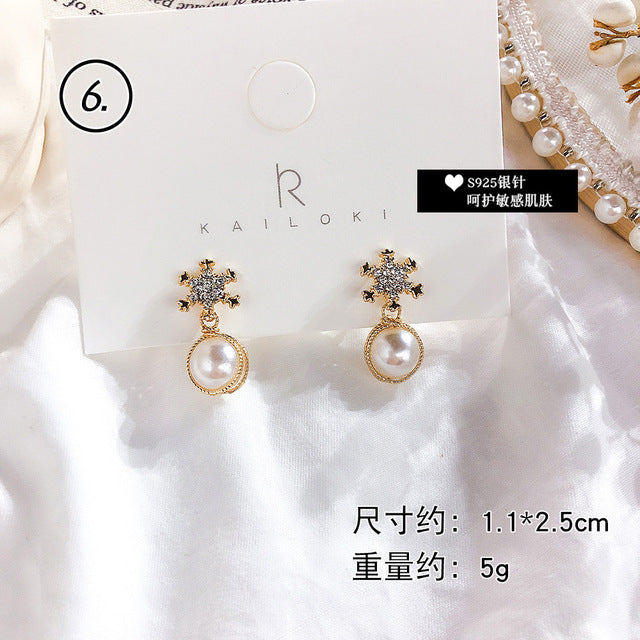 Fresh Cool Winding Pearl - Zircon Earrings