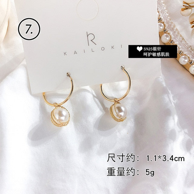 Fresh Cool Winding Pearl - Zircon Earrings