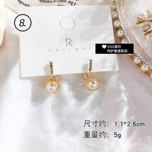 Fresh Cool Winding Pearl - Zircon Earrings