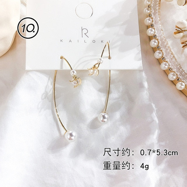 Fresh Cool Winding Pearl - Zircon Earrings