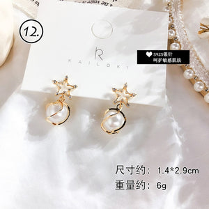 Fresh Cool Winding Pearl - Zircon Earrings