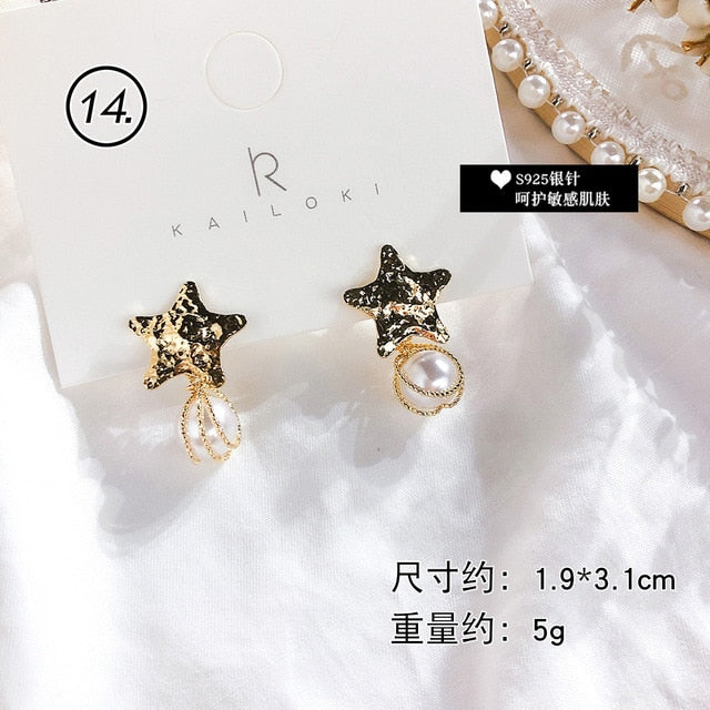 Fresh Cool Winding Pearl - Zircon Earrings