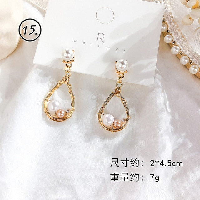 Fresh Cool Winding Pearl - Zircon Earrings