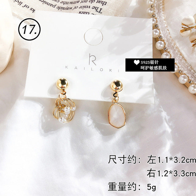 Fresh Cool Winding Pearl - Zircon Earrings