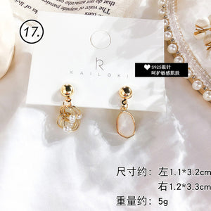 Fresh Cool Winding Pearl - Zircon Earrings