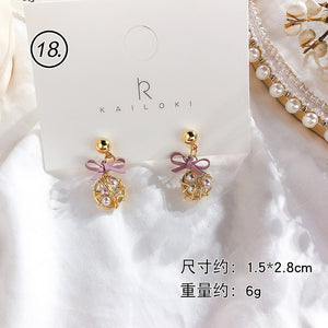Fresh Cool Winding Pearl - Zircon Earrings