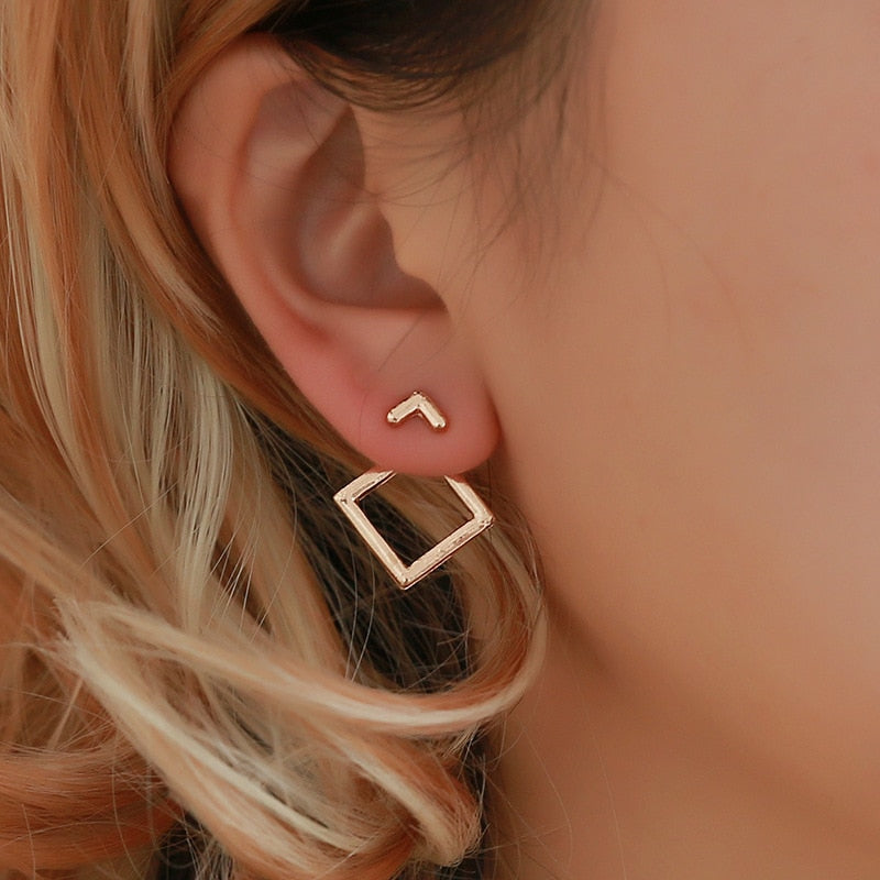 Minimalist Geometric Hollow Square Earrings