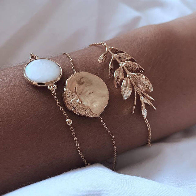 Multi-layers Gold Silver Beads Sequins Set Bracelet