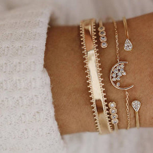 Multi-layers Gold Silver Beads Sequins Set Bracelet