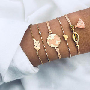 Multi-layers Gold Silver Beads Sequins Set Bracelet