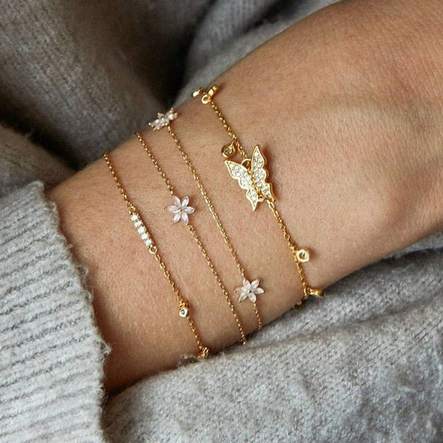 Multi-layers Gold Silver Beads Sequins Set Bracelet