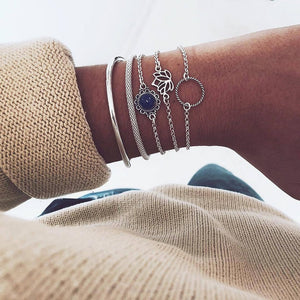 Multi-layers Gold Silver Beads Sequins Set Bracelet