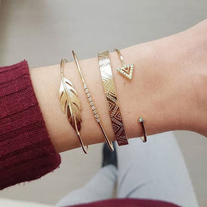 Multi-layers Gold Silver Beads Sequins Set Bracelet