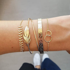 Multi-layers Gold Silver Beads Sequins Set Bracelet