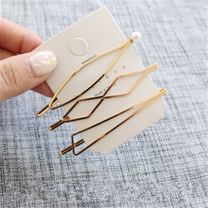 Minimalist Metal Geometric Gold Hairpins